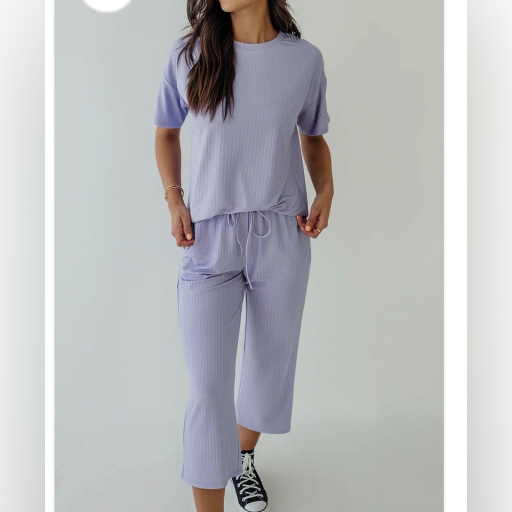 NWT Ribbed Wide Leg Set